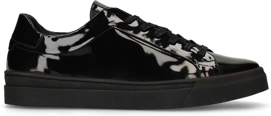 Manfield Heren Zwarte lakleren sneakers