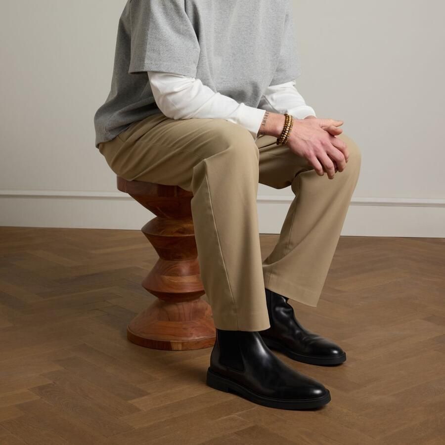 Manfield Heren Zwarte leren Chelsea boots - Foto 4