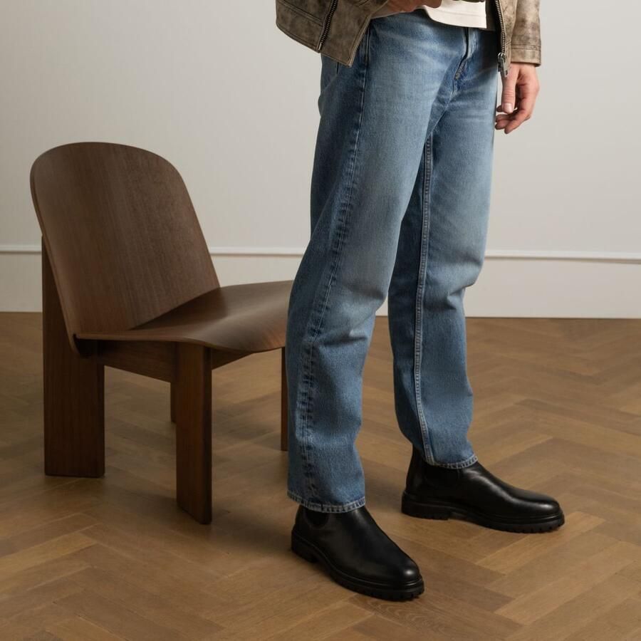 Manfield Heren Zwarte leren chelsea boots - Foto 2
