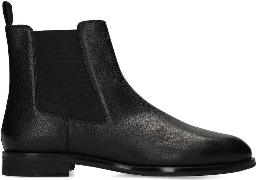 Manfield Heren Zwarte leren chelsea boots