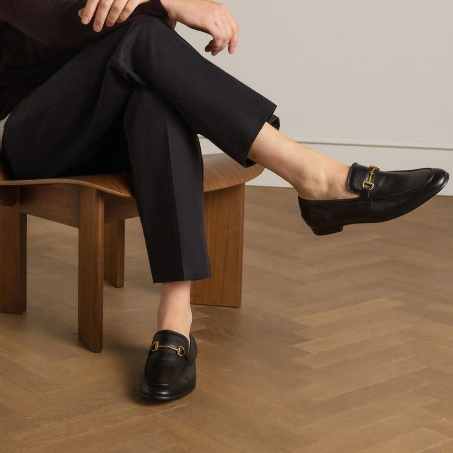 Manfield leren loafers met gesp zwart - Foto 2
