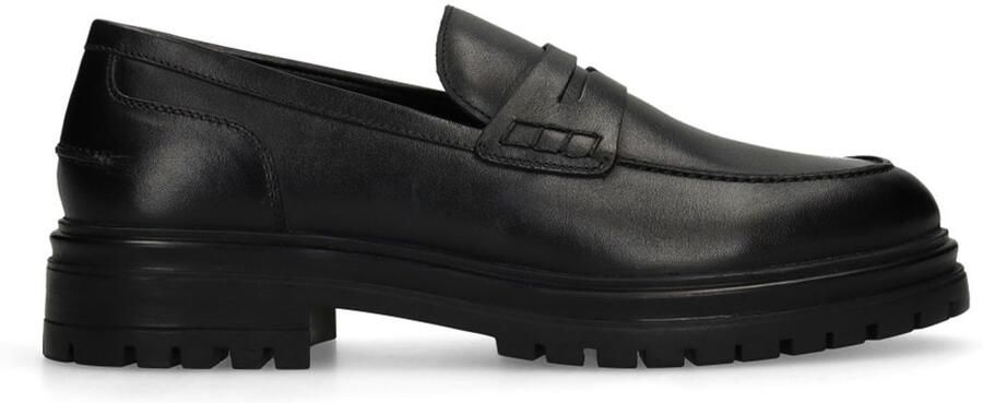 Manfield Heren Zwarte leren loafers