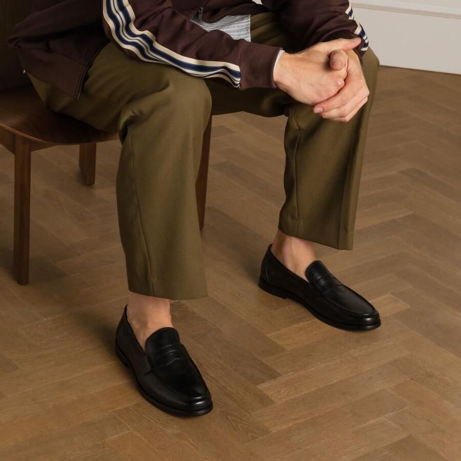 Manfield Heren Zwarte leren loafers - Foto 3