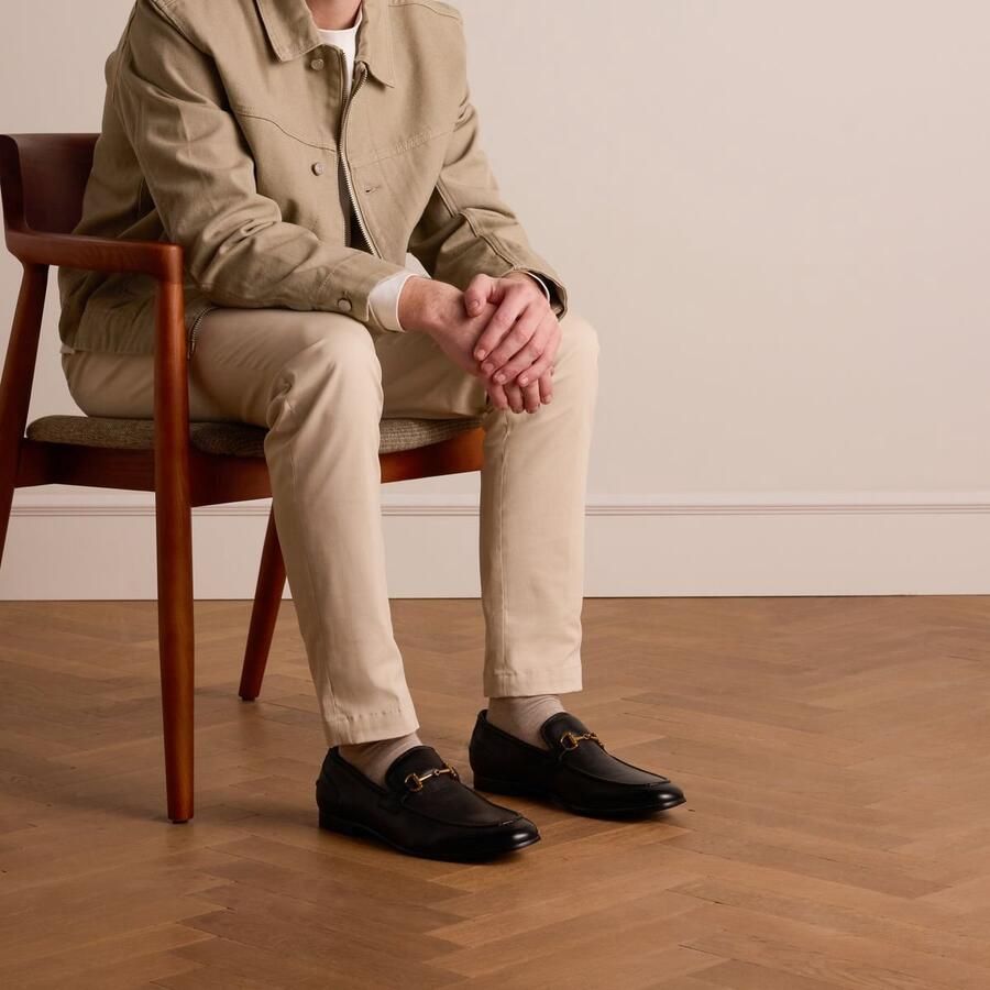 Manfield leren loafers met gesp zwart