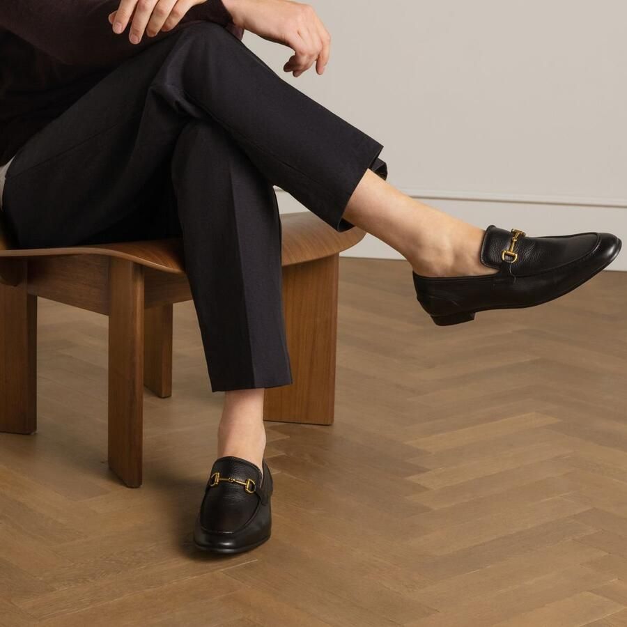 Manfield leren loafers met gesp zwart