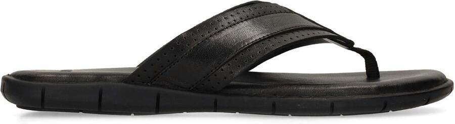 Manfield Heren Zwarte leren slippers