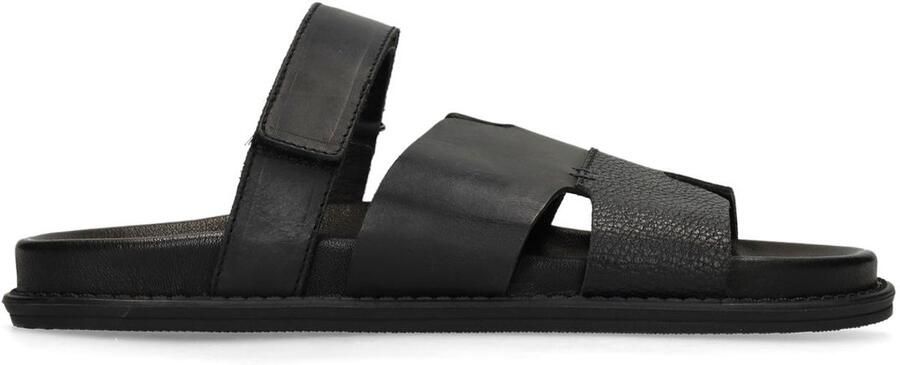 Manfield Heren Zwarte leren slippers