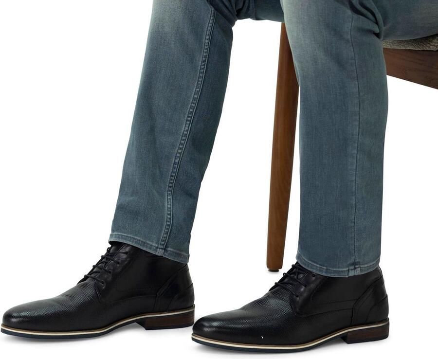 Manfield Heren Zwarte leren veterboots - Foto 2