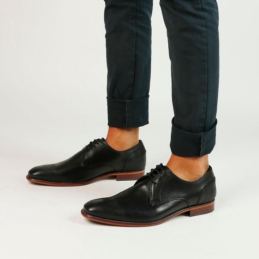 Manfield Black Label leren veterschoenen zwart - Foto 3