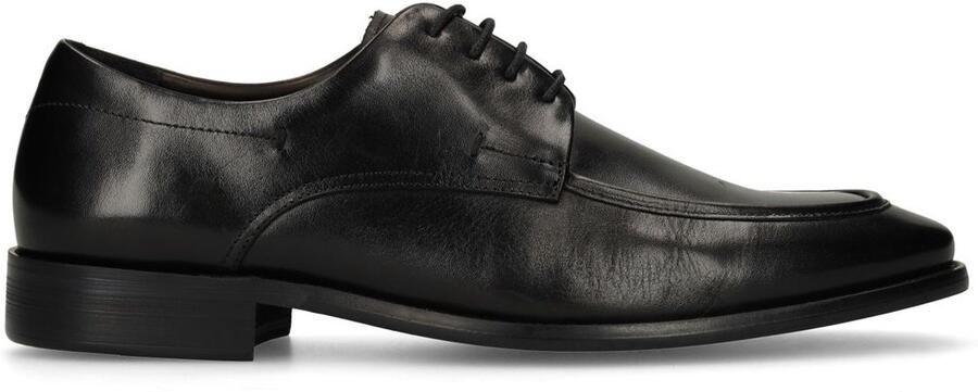 Manfield Heren Zwarte leren veterschoenen