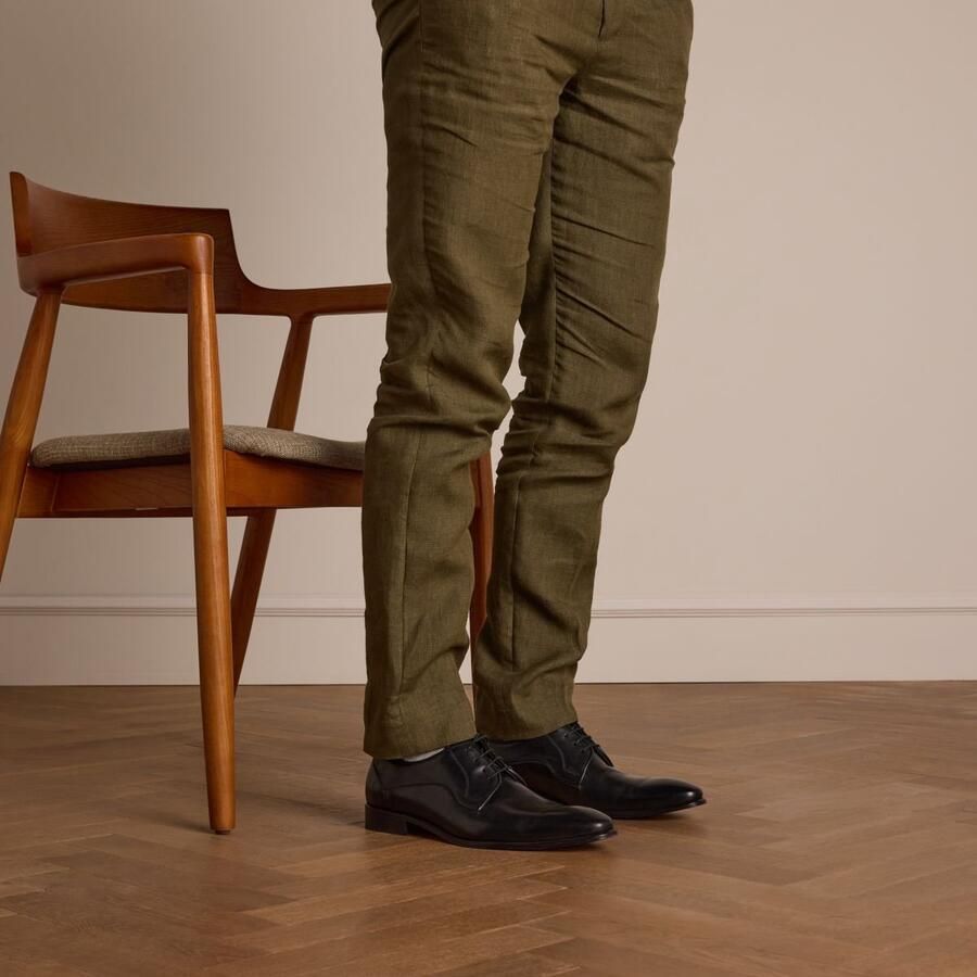 Manfield Heren Zwarte leren veterschoenen - Foto 3
