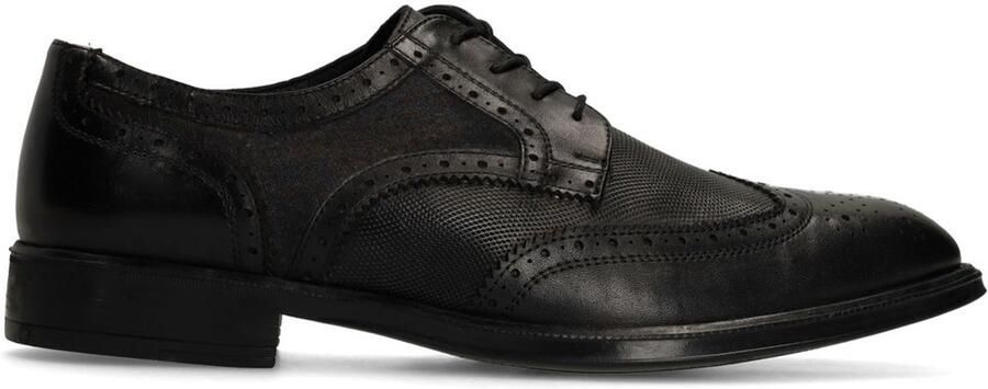 Manfield Heren Zwarte leren veterschoenen