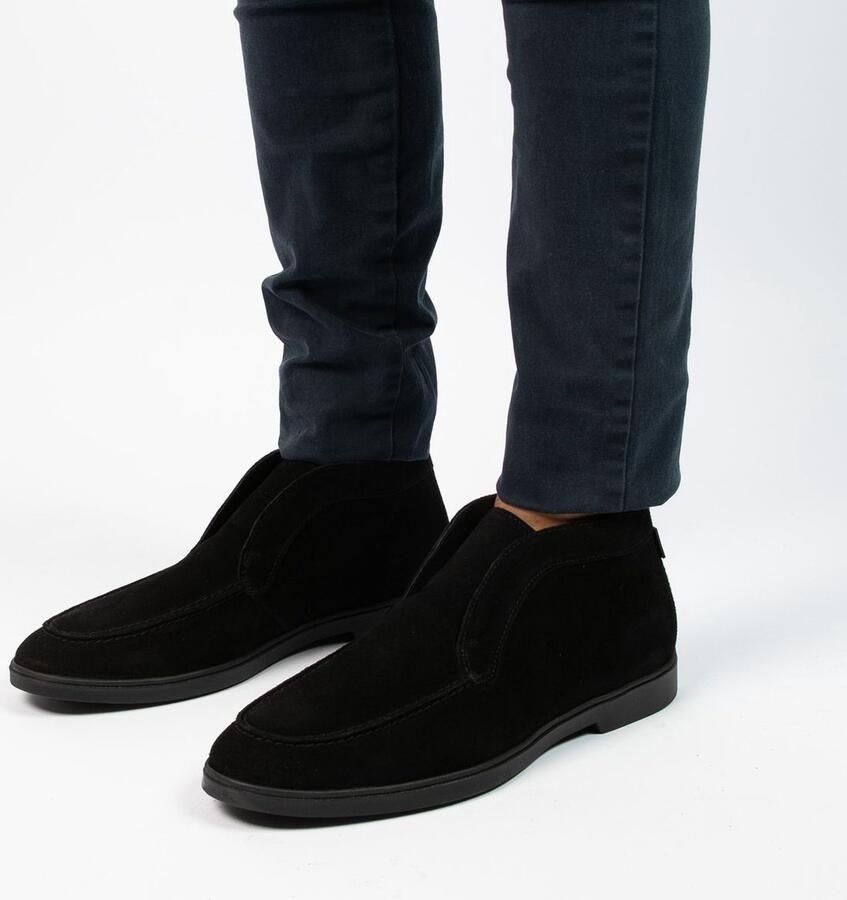 Manfield Heren Zwarte suède boots