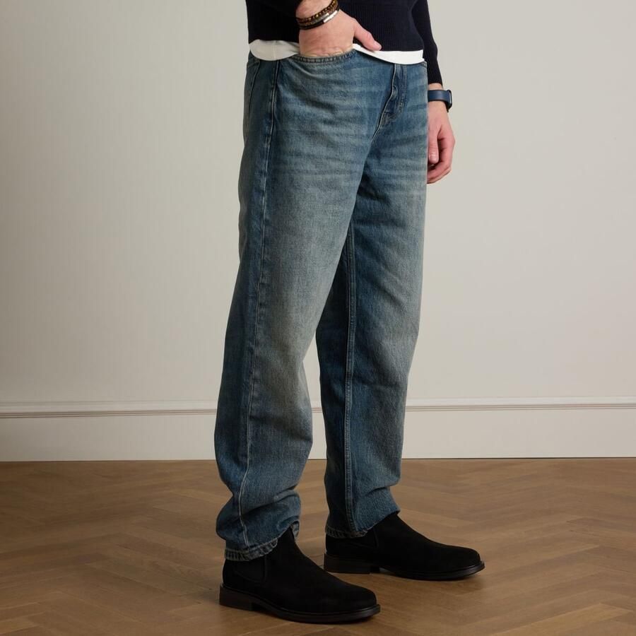 Manfield Heren Zwarte suède chelsea boots