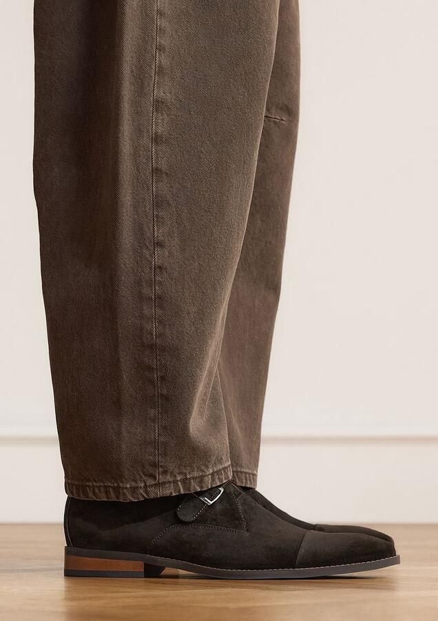 Manfield Heren Zwarte suède gespschoenen - Foto 2