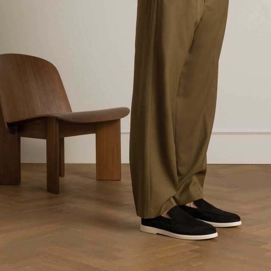 Manfield Heren Zwarte suède loafers