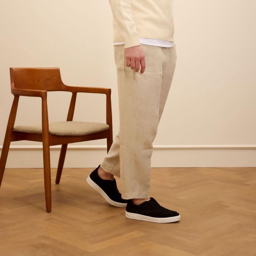 Manfield Heren Zwarte suède loafers