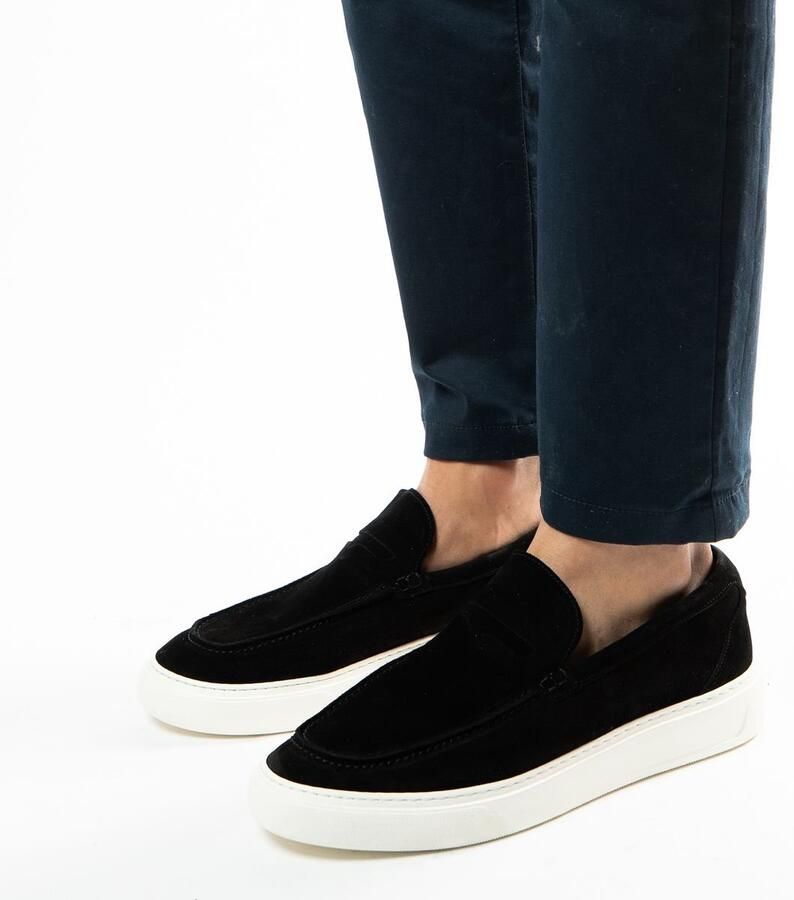 Manfield Heren Zwarte suède loafers met sportieve zool - Foto 3