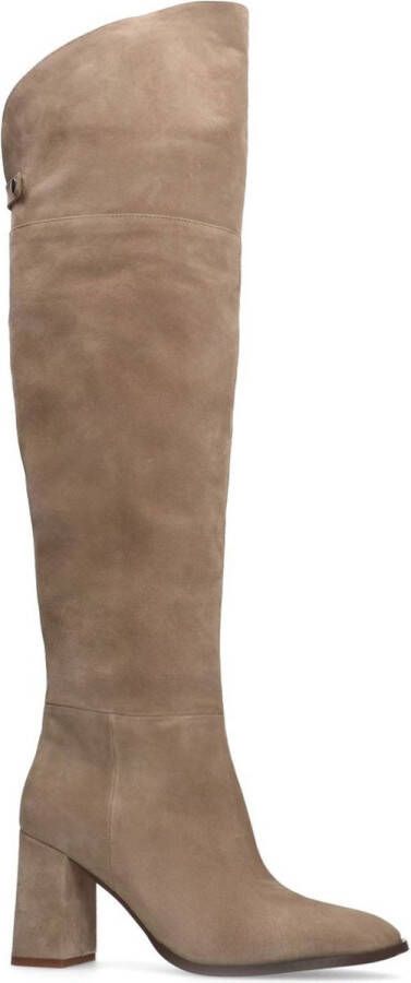 Manfield X INTERIEUR VAN MIES Dames Interieurvanmies Beige suède hoge laarzen met hak