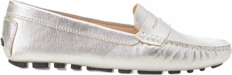 Mangará Anginco Vrouwen Schoenzolen Leder Penny Loafers Zilver