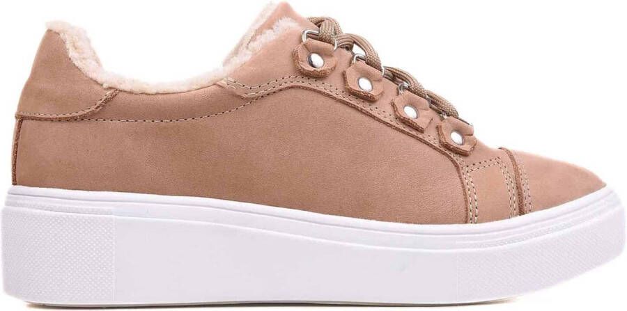 Mangará Araucária dames sneakers Suède Met omgekeerd lam Beige