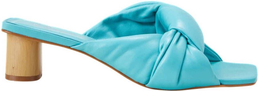 Mangará Dames schoenen Caroba Geitenleer Smalle breedte blokhak Turquoise