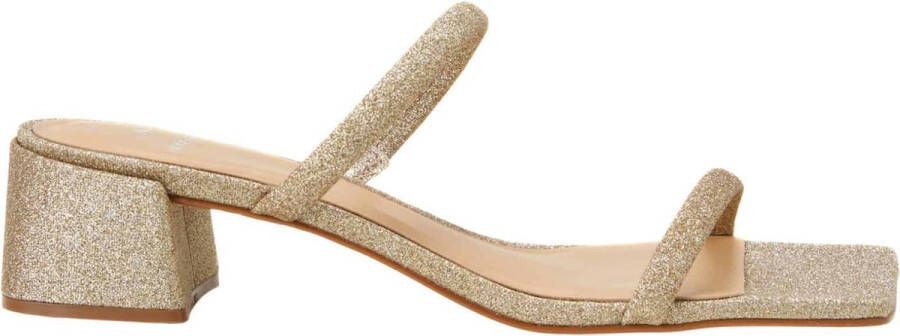 Mangará Maiate-muiltjes voor dames glittertextiel blokhak van goudkleurig