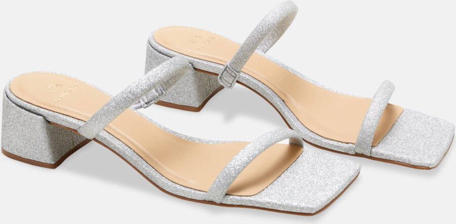 Mangará Maiate Mules Glitter Textiel voor dames blokhak van zilver