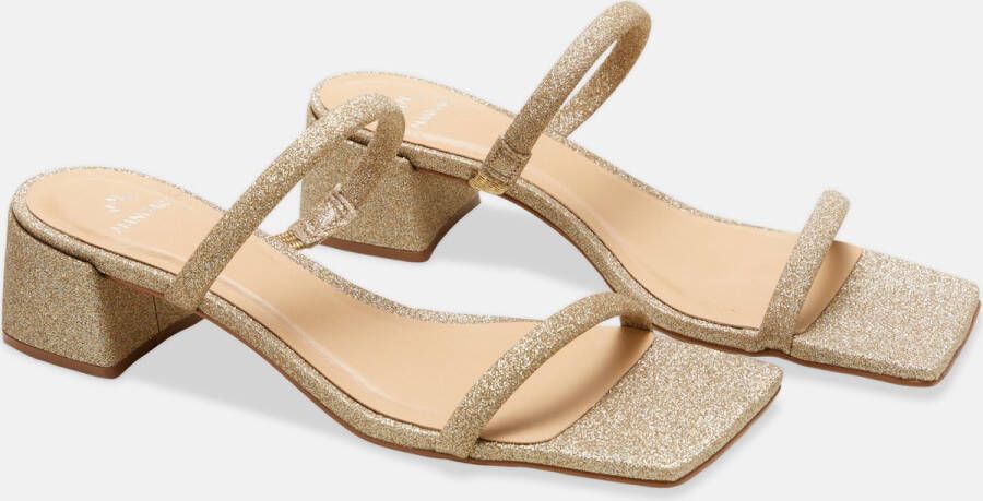 Mangará Maiate-muiltjes voor dames glittertextiel blokhak van goudkleurig
