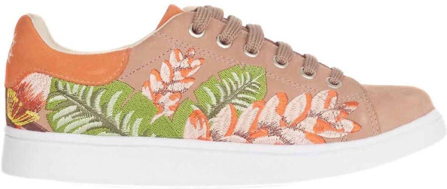 Mangará dames sneakers geborduurd suède- Handgemaakt Beige