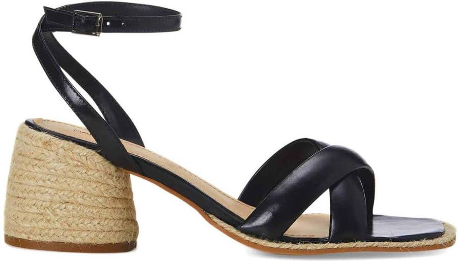 Mangará Marica Dames sandalen Raffia en Leer Zwart
