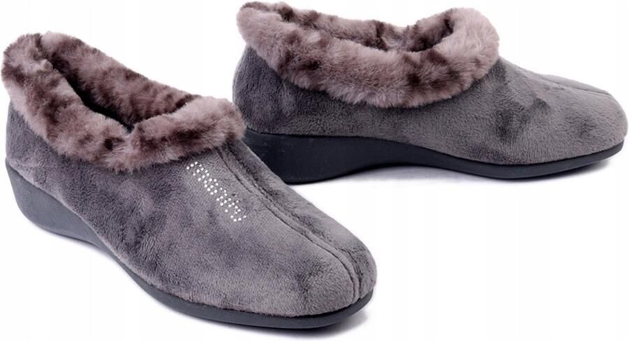 Manitu Dames Pantoffels 340066-09 Grijs Comfortabele Thuis Schoenen
