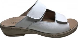 Manlisa velcro's lederen comfort slippers 513 wit beige losse steunzolen