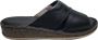 Manlisa 4 cm hoogte lederen comfort slippers S207-1844 zwart - Thumbnail 1