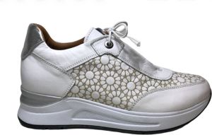 Manlisa lederen bloemenprint comfort sneakers S247-2264 wit