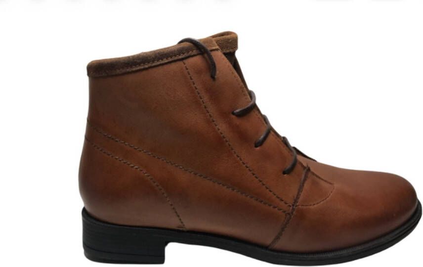 lisa veter rits effen hoge lederen comfort schoenen W132-256 cognac