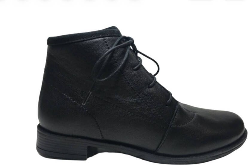 lisa veter rits effen hoge lederen comfort schoenen W132-256 zwart