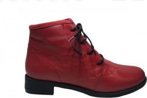 Manlisa veter rits effen hoge lederen comfort schoenen W132-256 rood