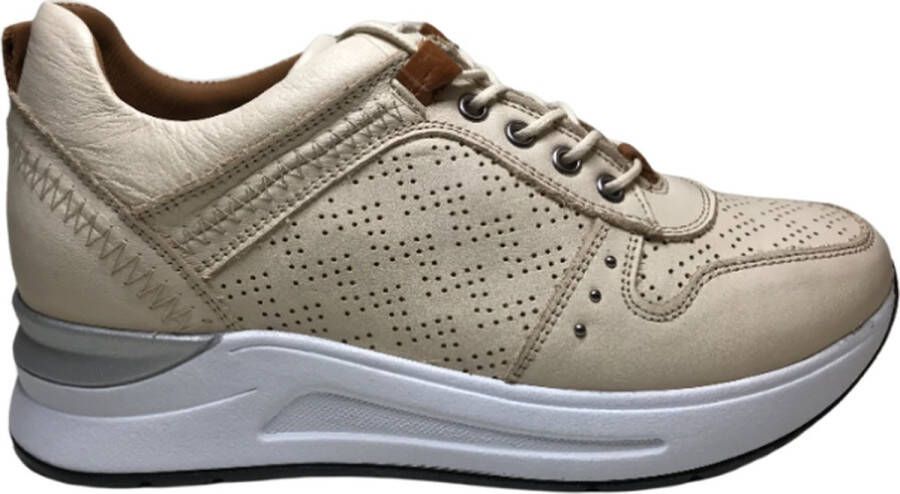 Manlisa veters studs lederen comfort sneakers S247-2263 beige