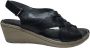 Manlisa vlecht 6 cm sleehak lederen comfort sandalen S204-172 zwart - Thumbnail 1