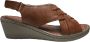 Manlisa vlecht 6 cm sleehak lederen comfort sandalen S204-172 camel - Thumbnail 1