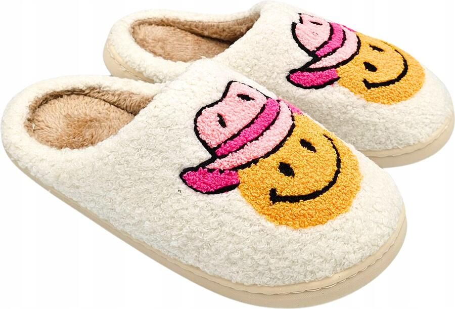 Many_brands Dames pantoffels met cowboy smiley zacht en warm