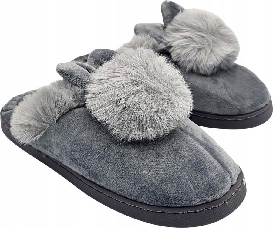 Many_brands Dames Pantoffels Winter Konijn met Pompon