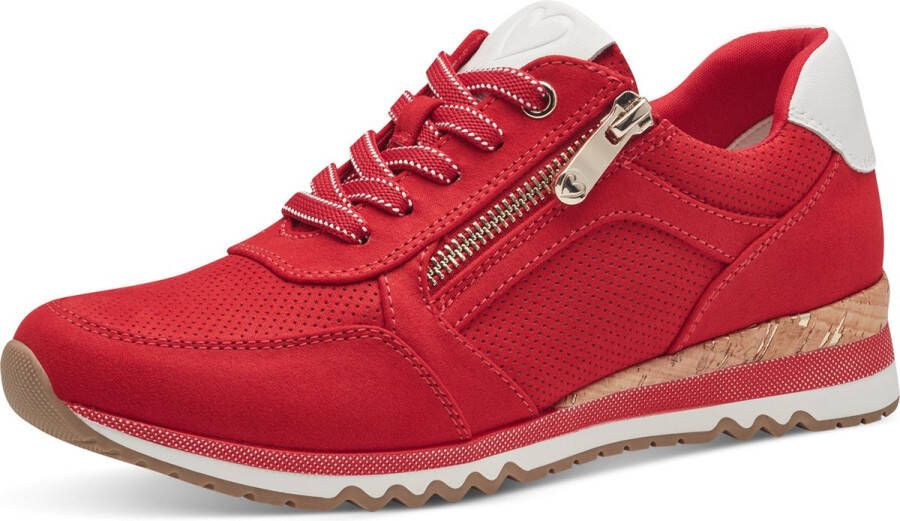 Marco Tozzi Sneakers met sleehak vrijetijdsschoen lage schoen veterschoen in vegan uitvoering
