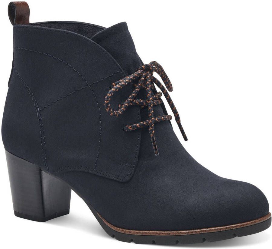 Marco Tozzi Veterlaarsjes blokhak enkellaarsjes veterschoenen met sierstiksels
