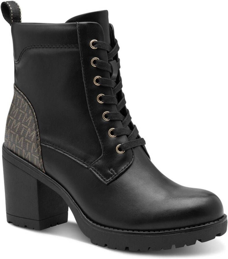 Marco Tozzi Veterlaarsjes hakken enkellaars veterschoenen in vegan-verwerking