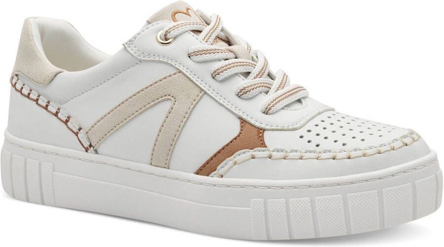 Marco Tozzi Plateausneakers vrijetijdsschoen lage schoen veterschoen met onderlegde perforatie