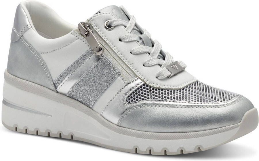 Marco Tozzi Sneakers met sleehak vrijetijdsschoen lage schoen veterschoen met buitenrits