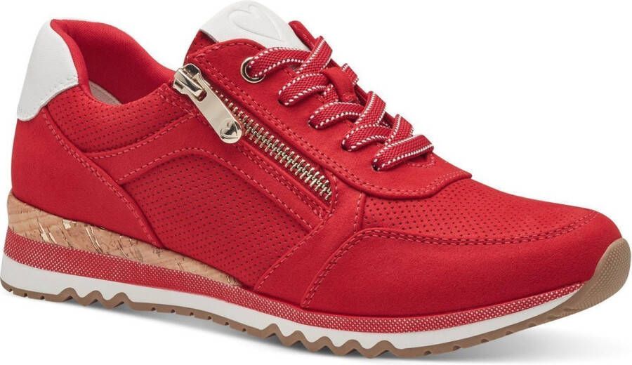 Marco Tozzi Sneakers met sleehak vrijetijdsschoen lage schoen veterschoen in vegan uitvoering