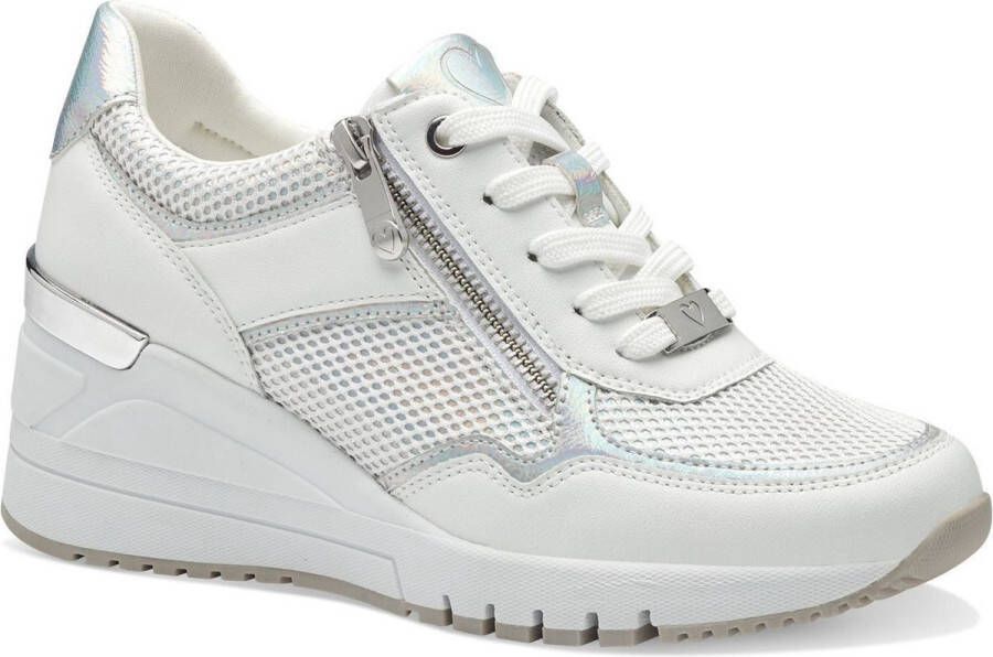 Marco Tozzi Dames Sneaker 23743-197 Wit Zilver